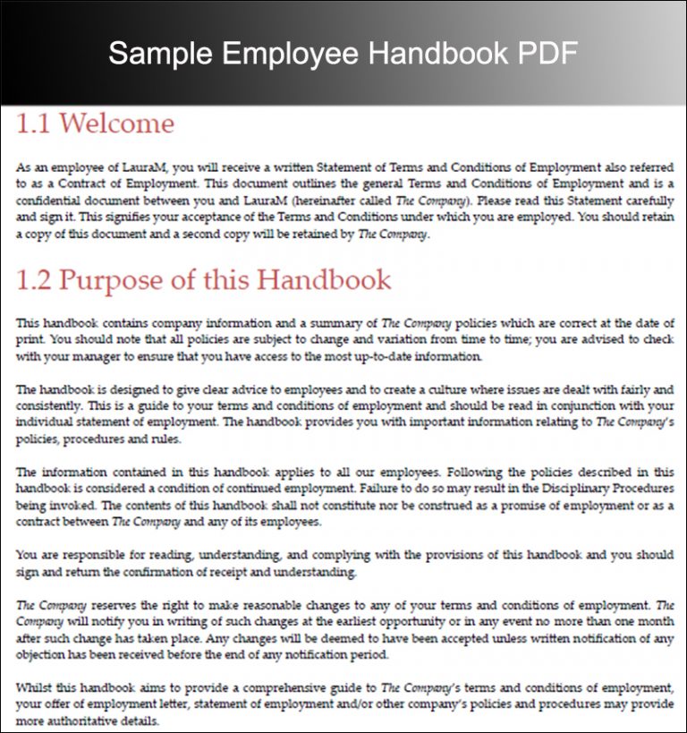 10 Employee Handbook Templates Free Word PDF Doc Samples