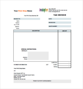 Free Tax Invoice Templates Word Excel Doc Formats