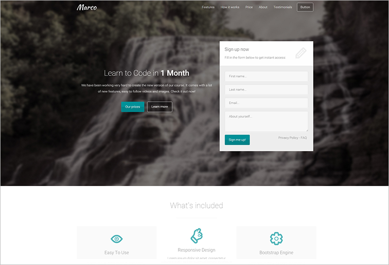 Responsive Multi-Purpose Landing Page Built with Bootstrap
