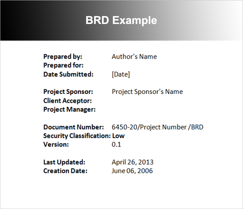BRD Example Template