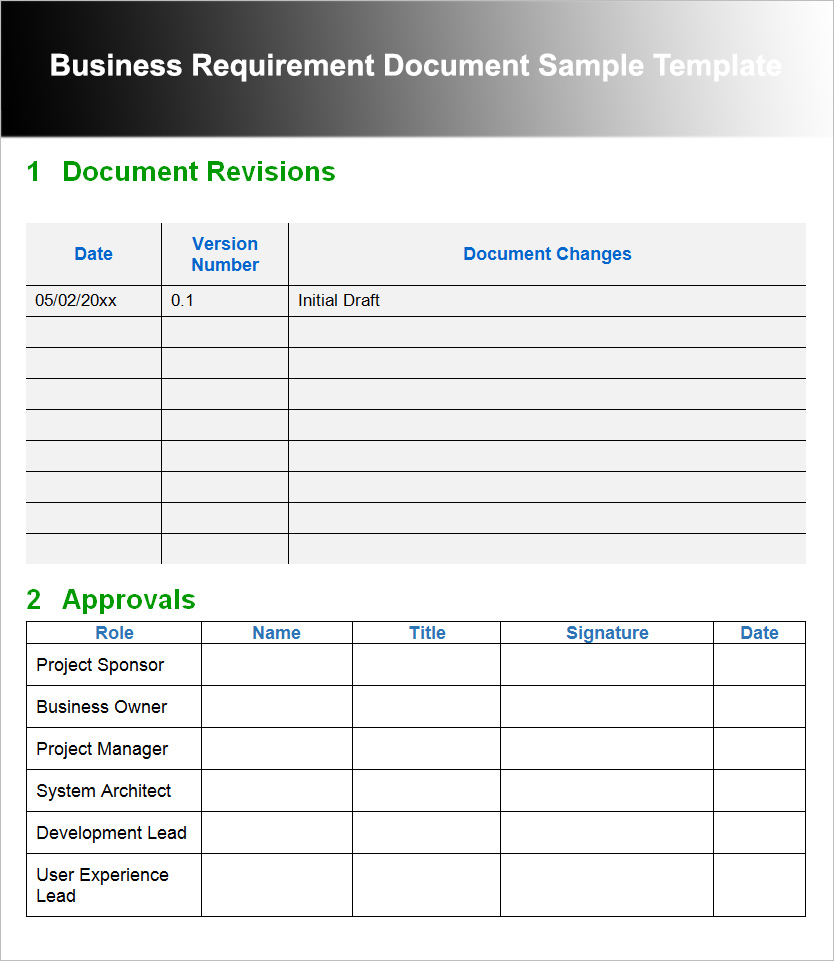 Business Requirement Document Sample Template