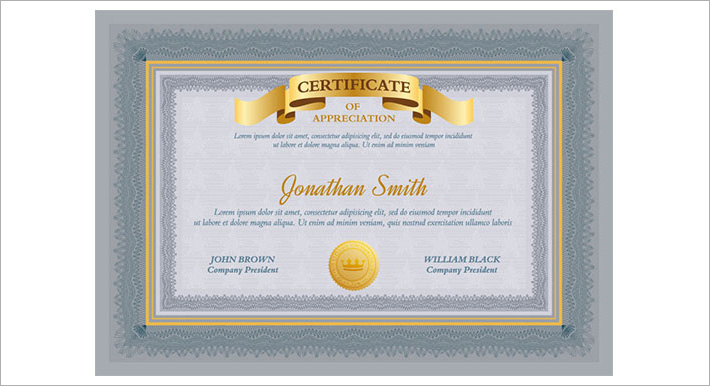 Certificate Template for Appreciation
