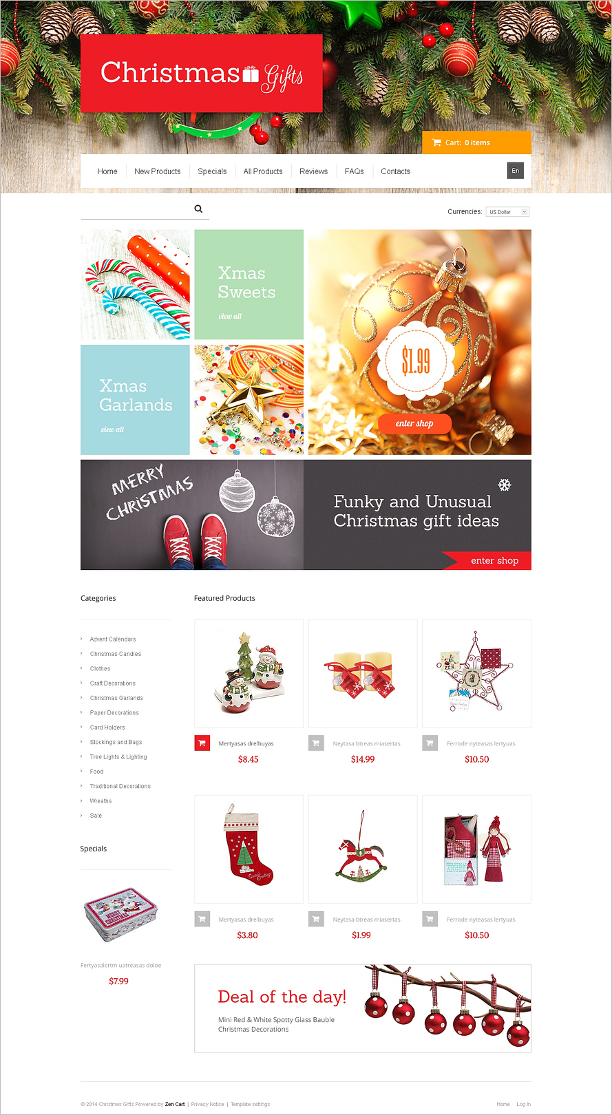 Christmas Online Gifts ZenCart Template