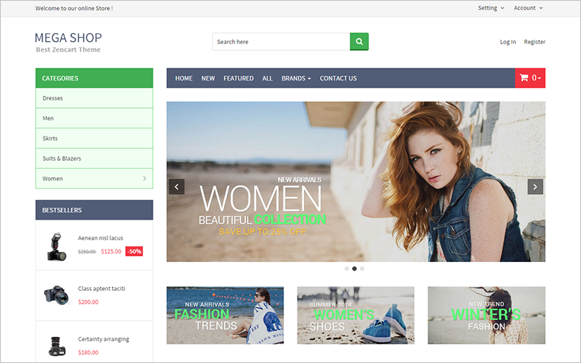 Fully Responsive Fashion Store ZenCart Template