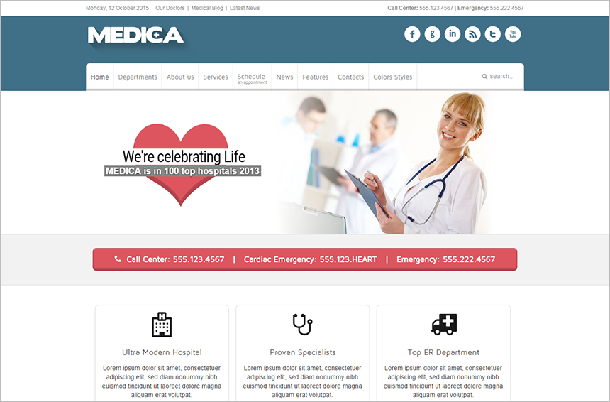Medical Joomla Theme With Multi Color Variations