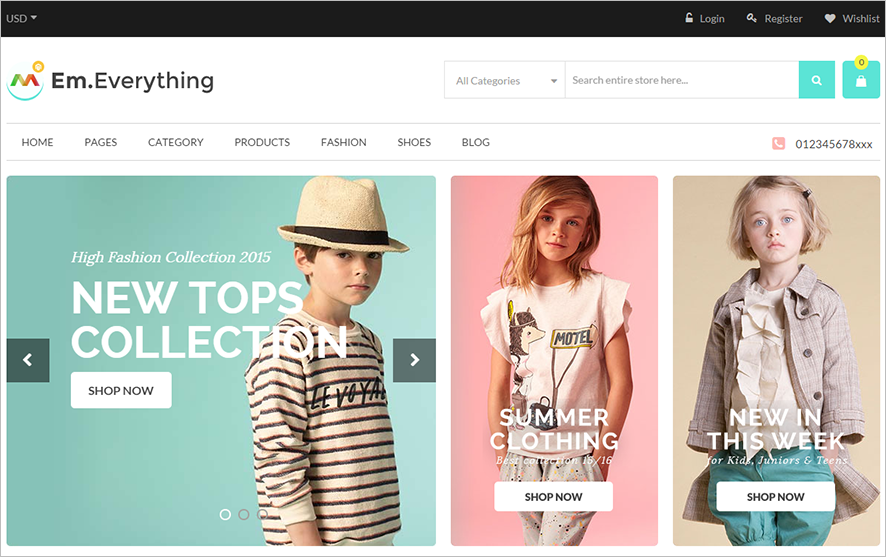 Multi Stores Magento Theme With Different Home Page Layouts
