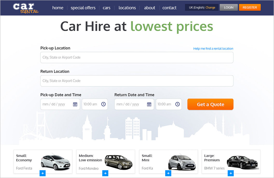 PHP Template For Car Rental Website