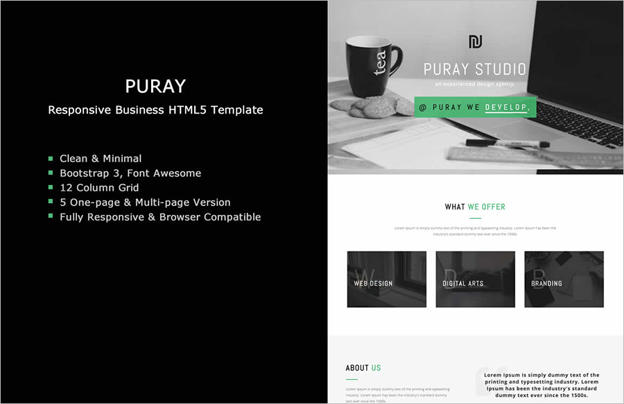 Responsive One-Page & Multi-Page Business Template With HTML5 & CSS3
