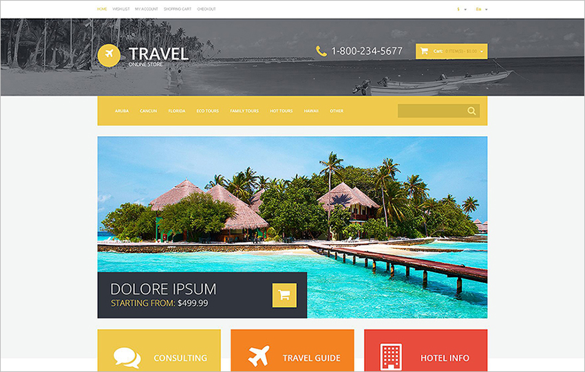 Responsive OpenCart Travel Template With JQuery