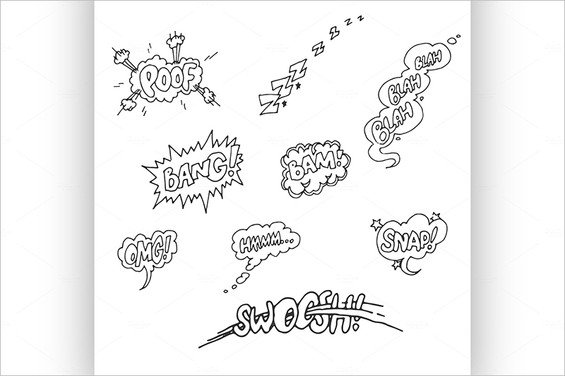 Set of Sketch Comics Phrases