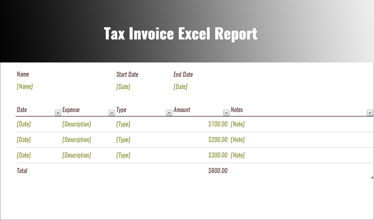 Tax Expenses Report Word Document