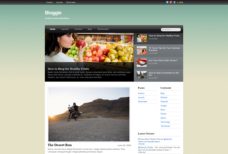 WP Blog Theme With Footer widgets 