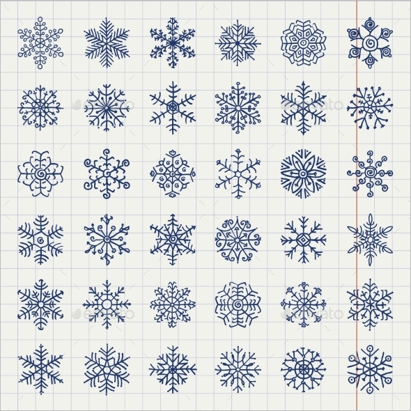 Winter Snowflakes Doodles