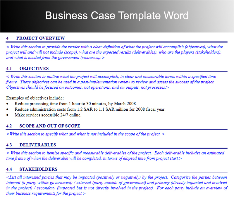 Business Case Template Word