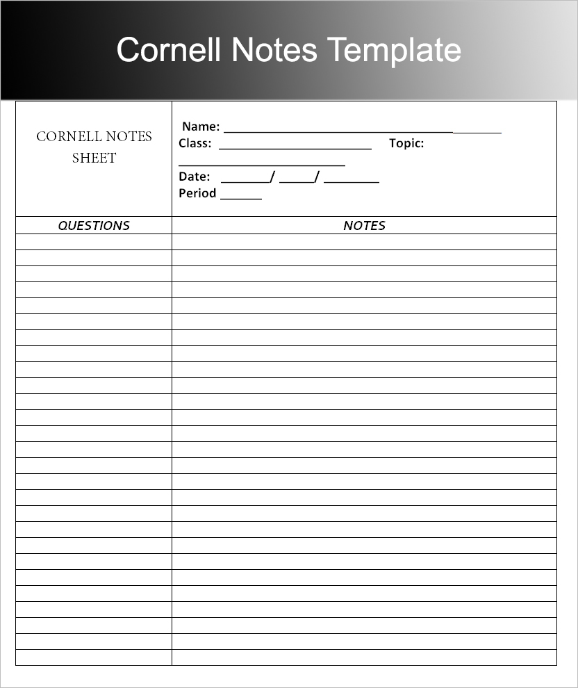 8+ Printable Cornell Notes Templates Free Word, PDF Format