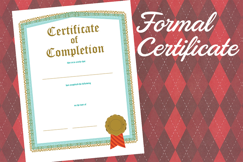 Formal Certificate Of Completion Template