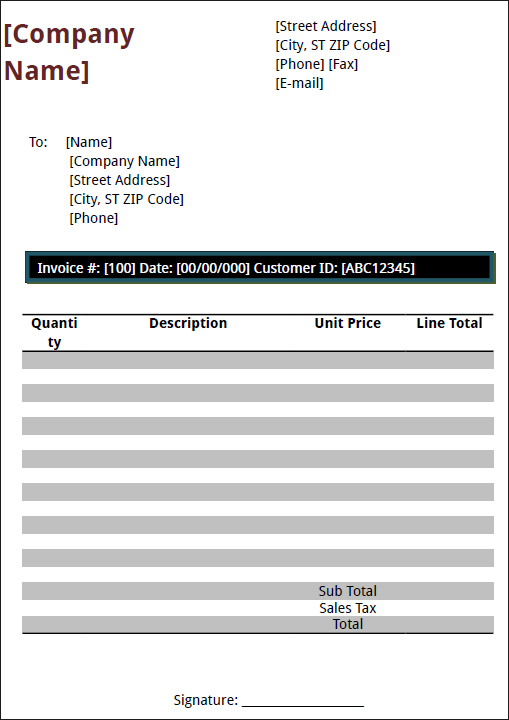 Free Blank Invoice Template