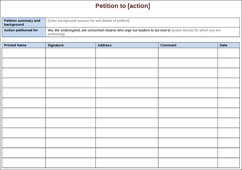 Petition Template Example
