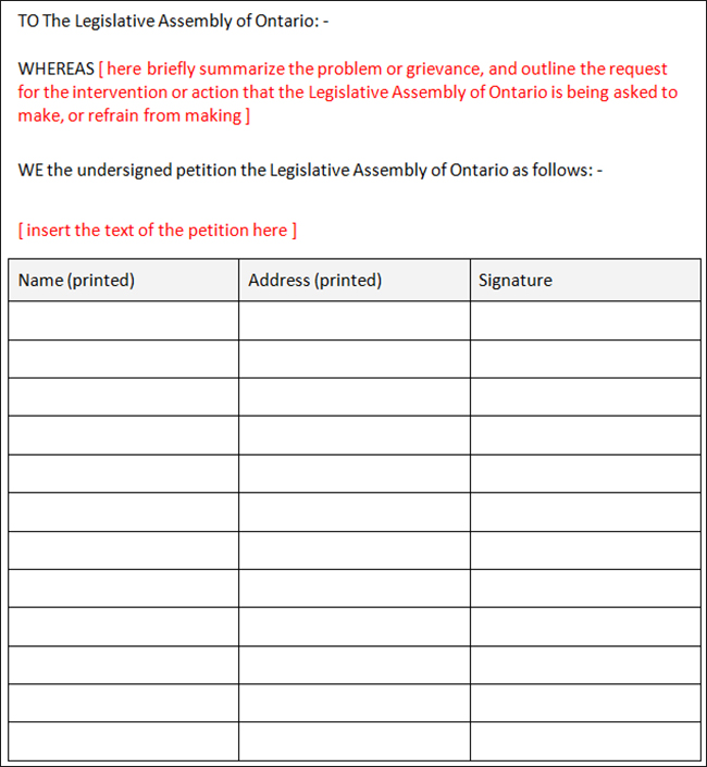 Petition Template To Print