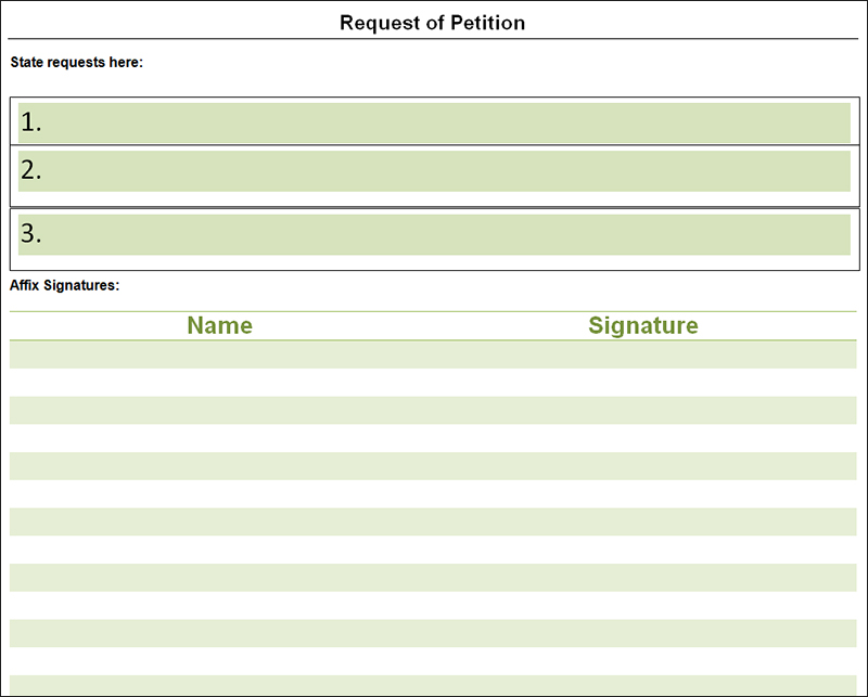 Request Of Petition Template