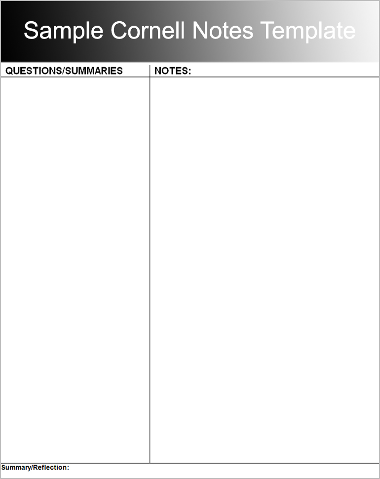 8 Printable Cornell Notes Templates Free Word Pdf Format 7622