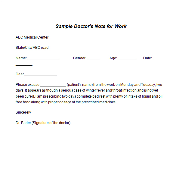 Sample Doctor Note Templates