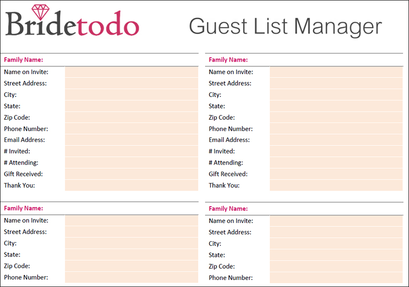 Wedding Guest List Manager Template