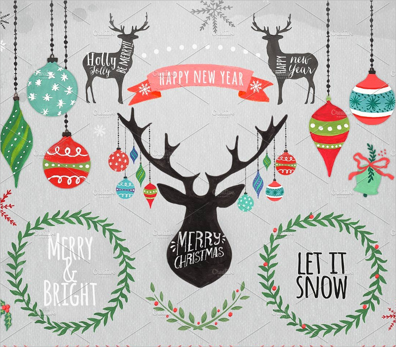 Christmas Ornaments Clipart Design