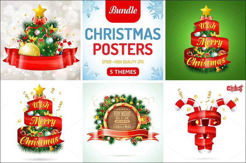 Christmas Posters With Confetti & Candy