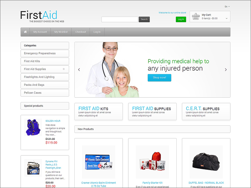 First Aid Store Magento Theme
