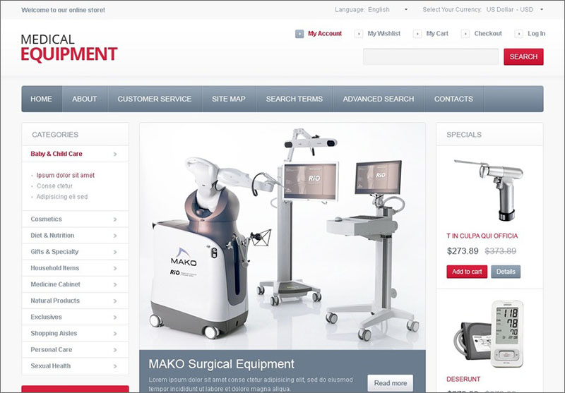 High-Tech Medical Equipment Magento Theme