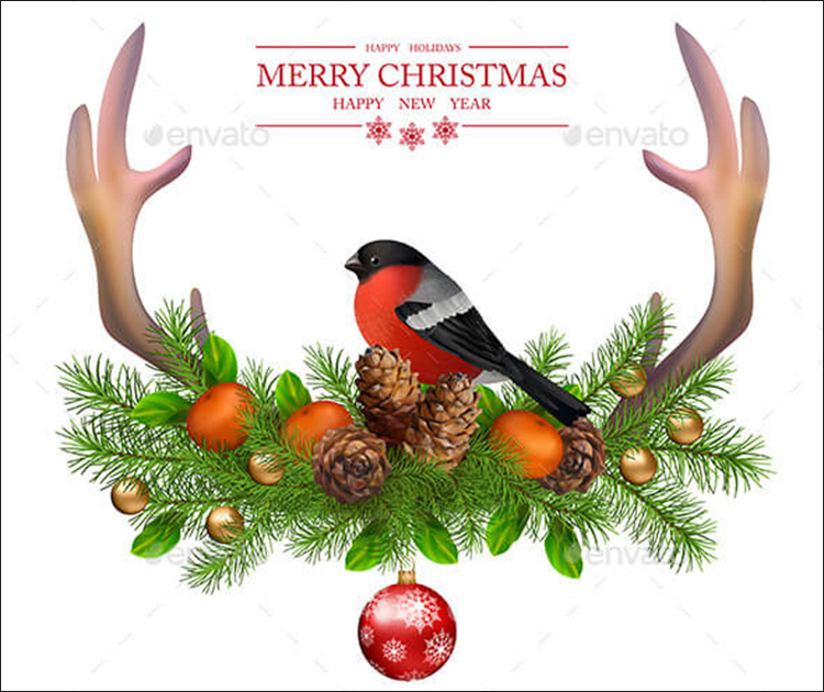 Merry Christmas Vector Greeting Card