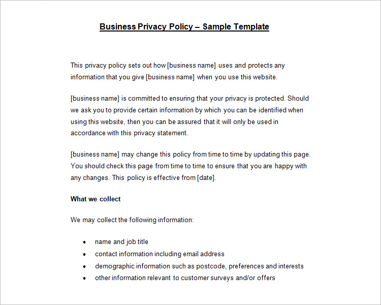  Privacy Policy Template For Small Business