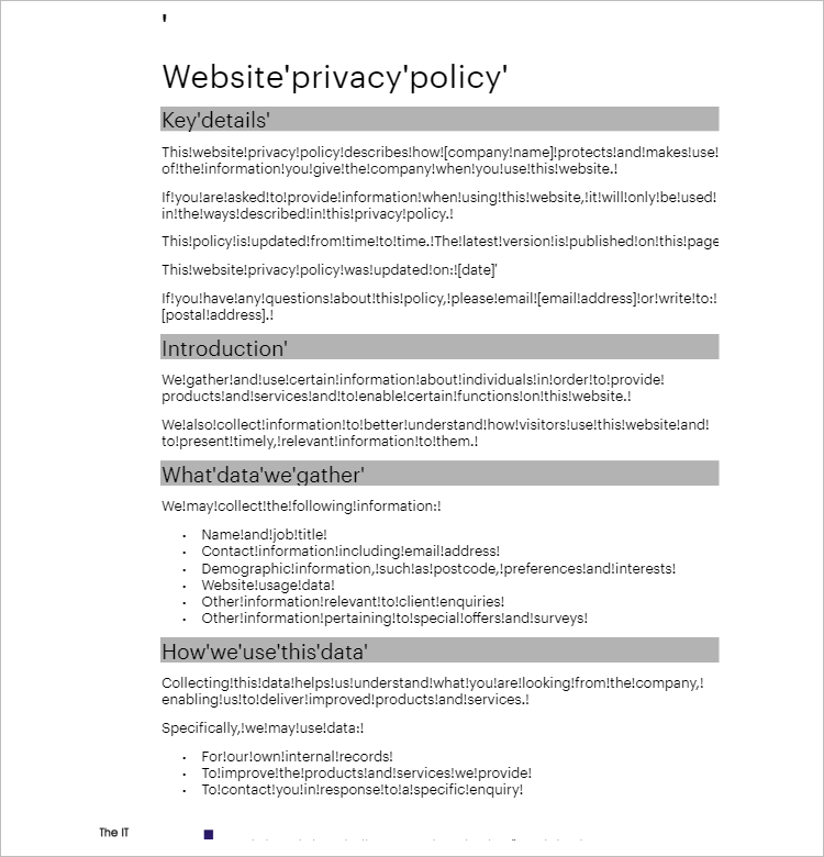 Privacy Policy Template For Website