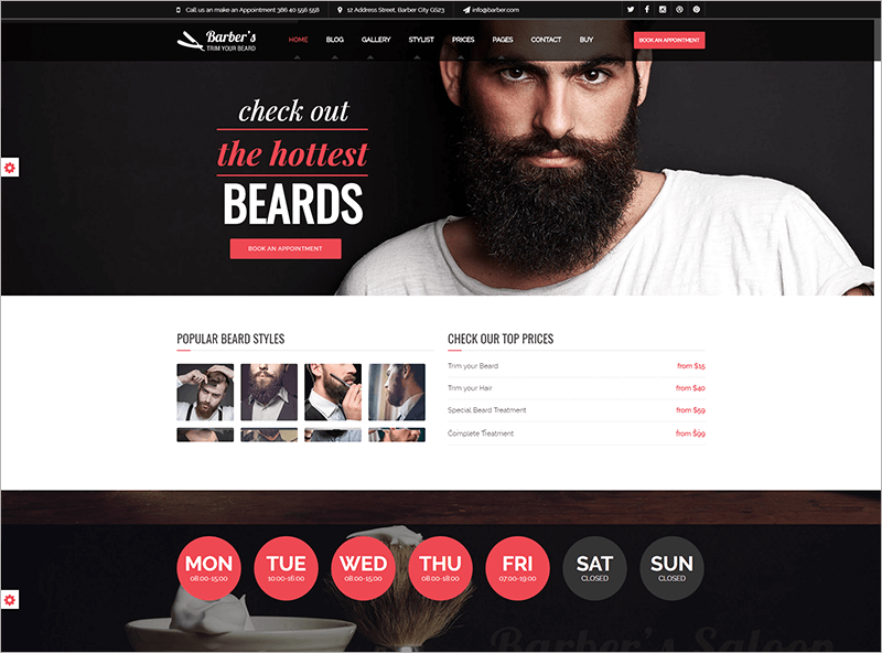 Bootstrap Template for Barbers & Hair Salon