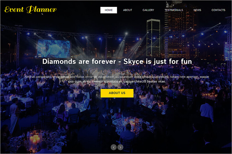 New Event Planner One Page Theme