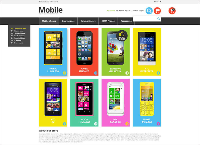 Responsive Mobile Store Magento Theme