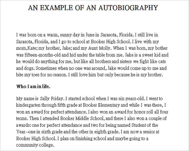 Autobiography Template