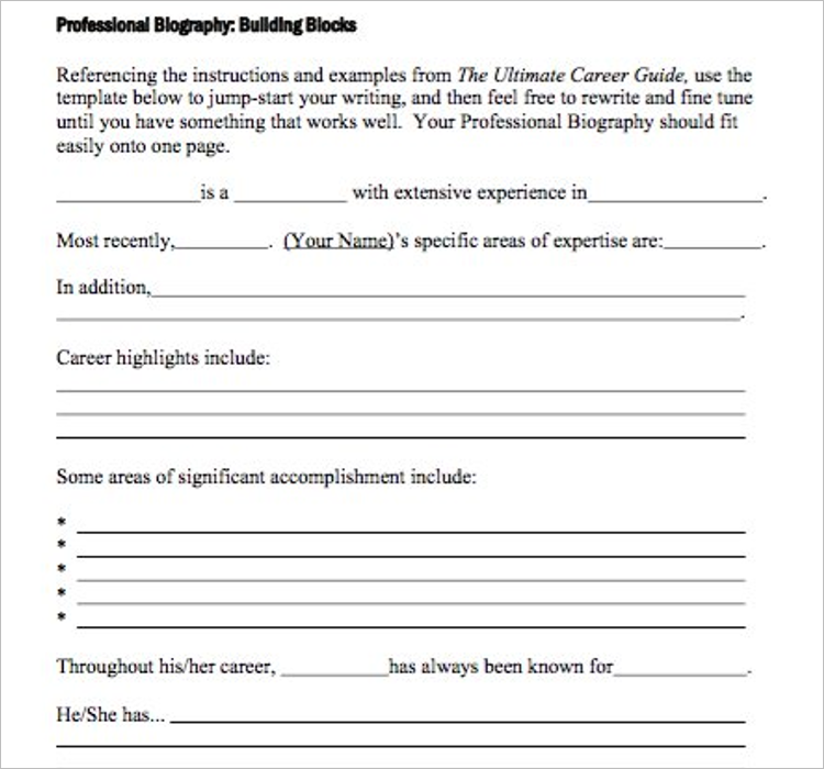 Free Biography Template Doc