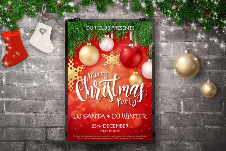 Realistic Christmas Poster Template