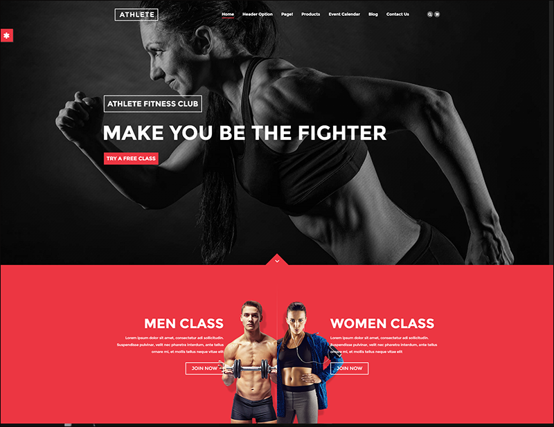 Athlete - Fitness, Gym and Sport WordPress theme