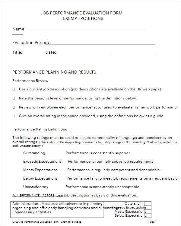 Office Employee Performance Review Form