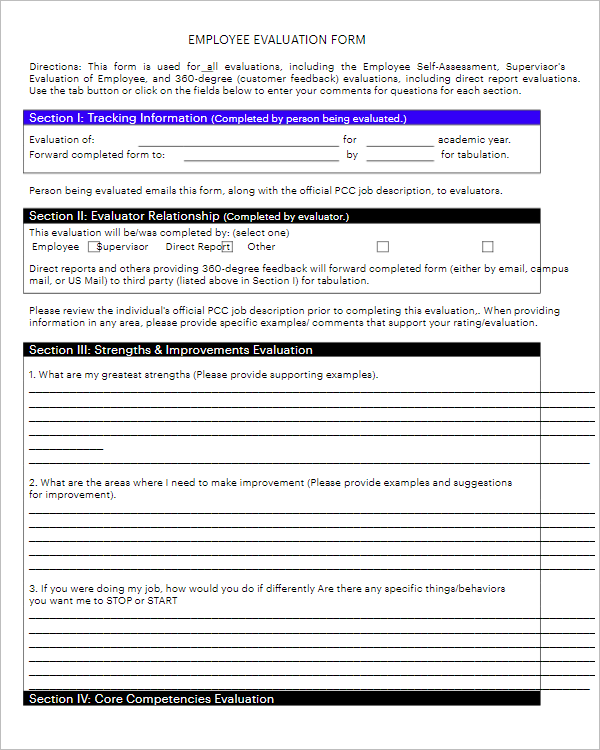 Performance Review Template For Manager