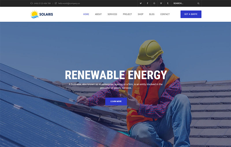 olar Environmental Energy WordPress Theme