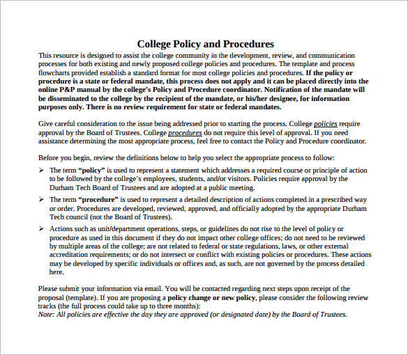 premium-college-policy-procedure-templates