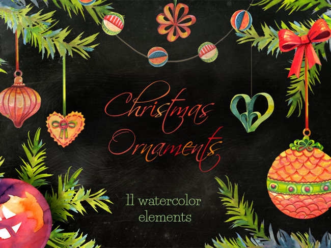 christmas-water-color-ornaments-designs