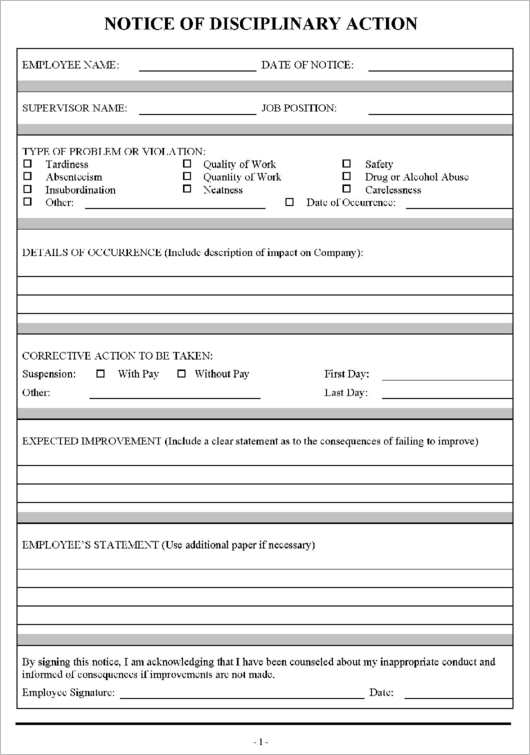 employee-disciplinary-action-form-template