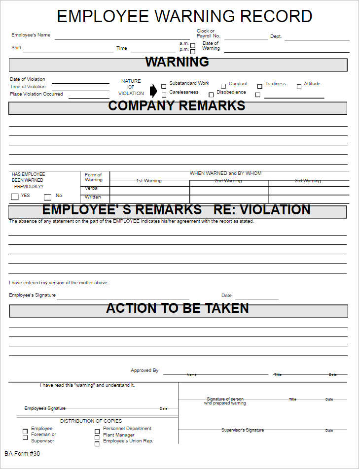 employee-warning-record-form-template