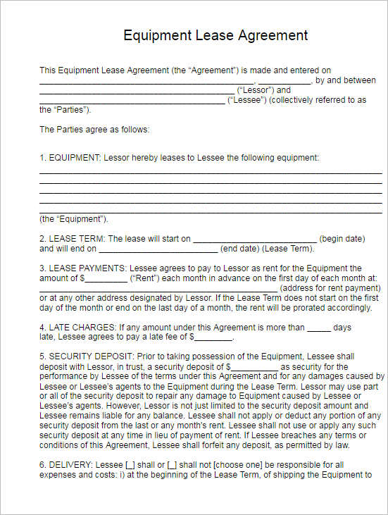 equipment-lease-agreement-form-template