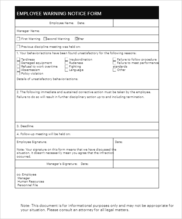 Free Employee Write Up Form Template